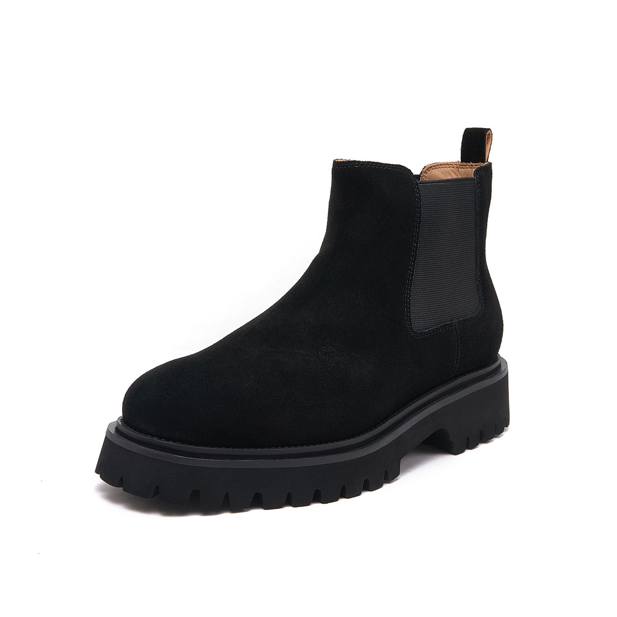Pointed Plain Toe Suede Lug Chelsea Boots for Men