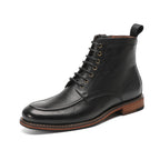 Men's Leather Moc Toe Side-Zip Lace-Up Ankle Boots