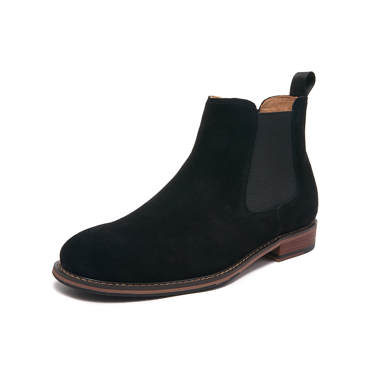 Almond Plain Toe Suede Chelsea Boots for Men