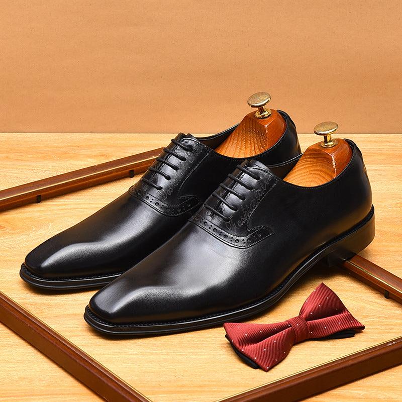 bomeishoes Fashion oxford dress shoes mens Lace-up Wedding shoes