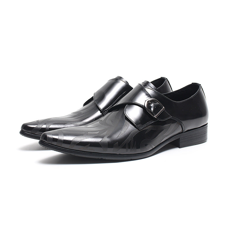 Genuine Leather Monk Strap Dress Shoes Men Business Casual