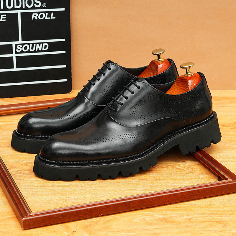 bomeishoes thick sole formal shoes Lace-up Brogue Oxford dress shoes