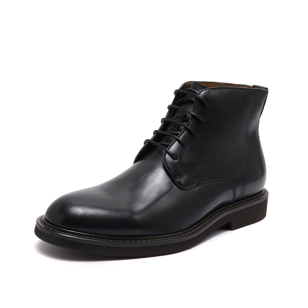 Plain Toe Leather Derby Ankle Boots for Men