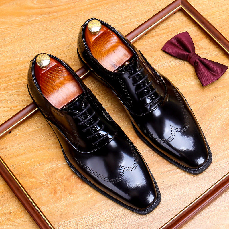 Black Classic Brogue Oxford Formal Dress Shoes for Men