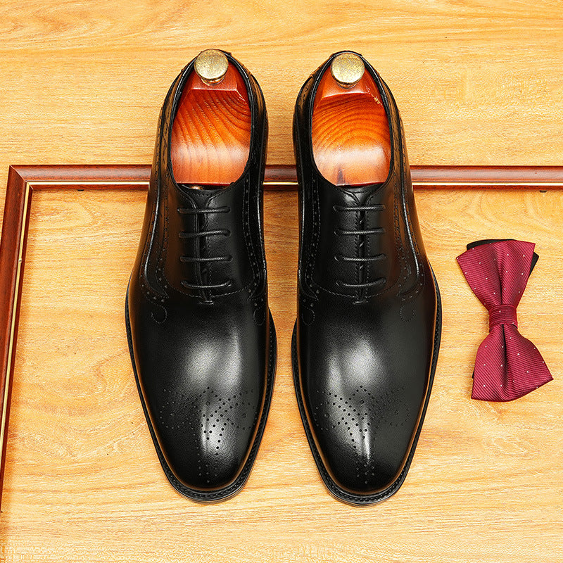 bomeishoes Fashion mens leather oxford shoes Lace-up dress shoes