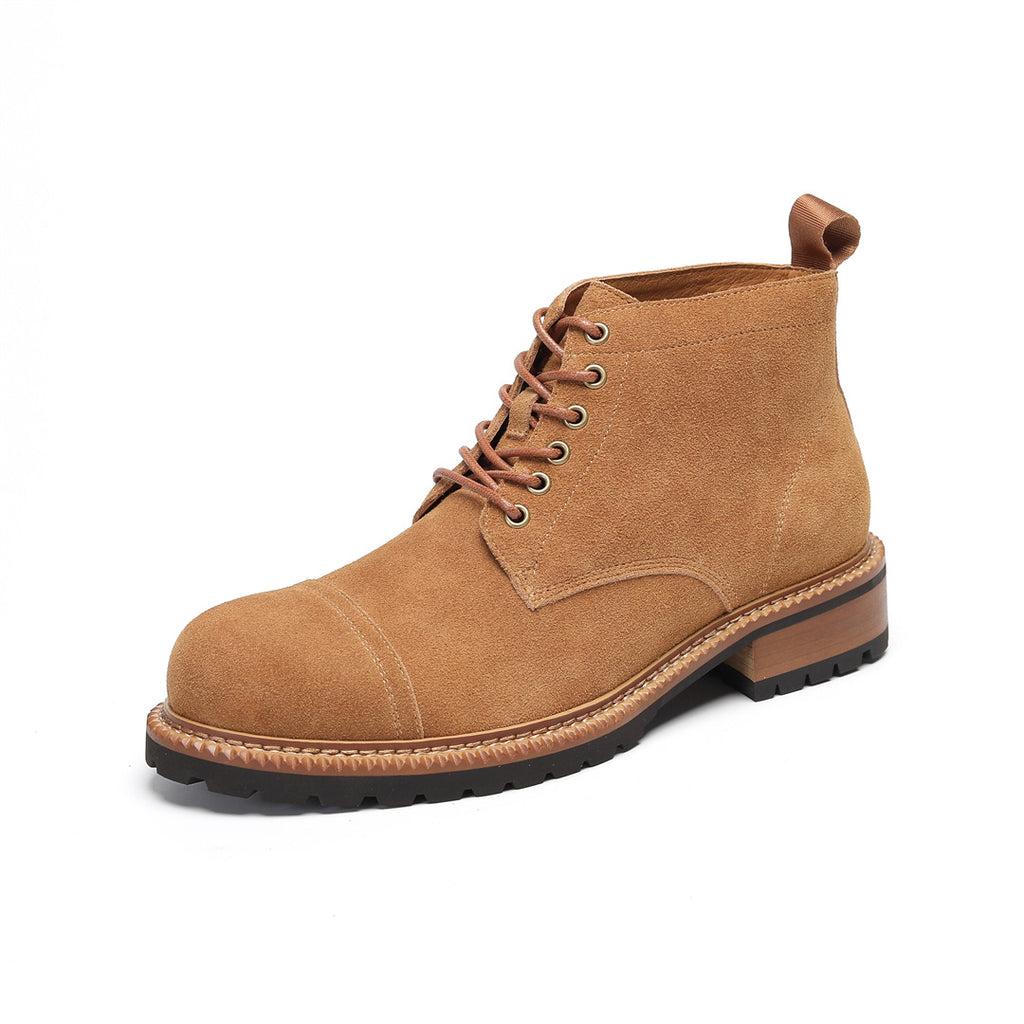 Cap Toe Suede Lug Sole Ankle Boots for Men