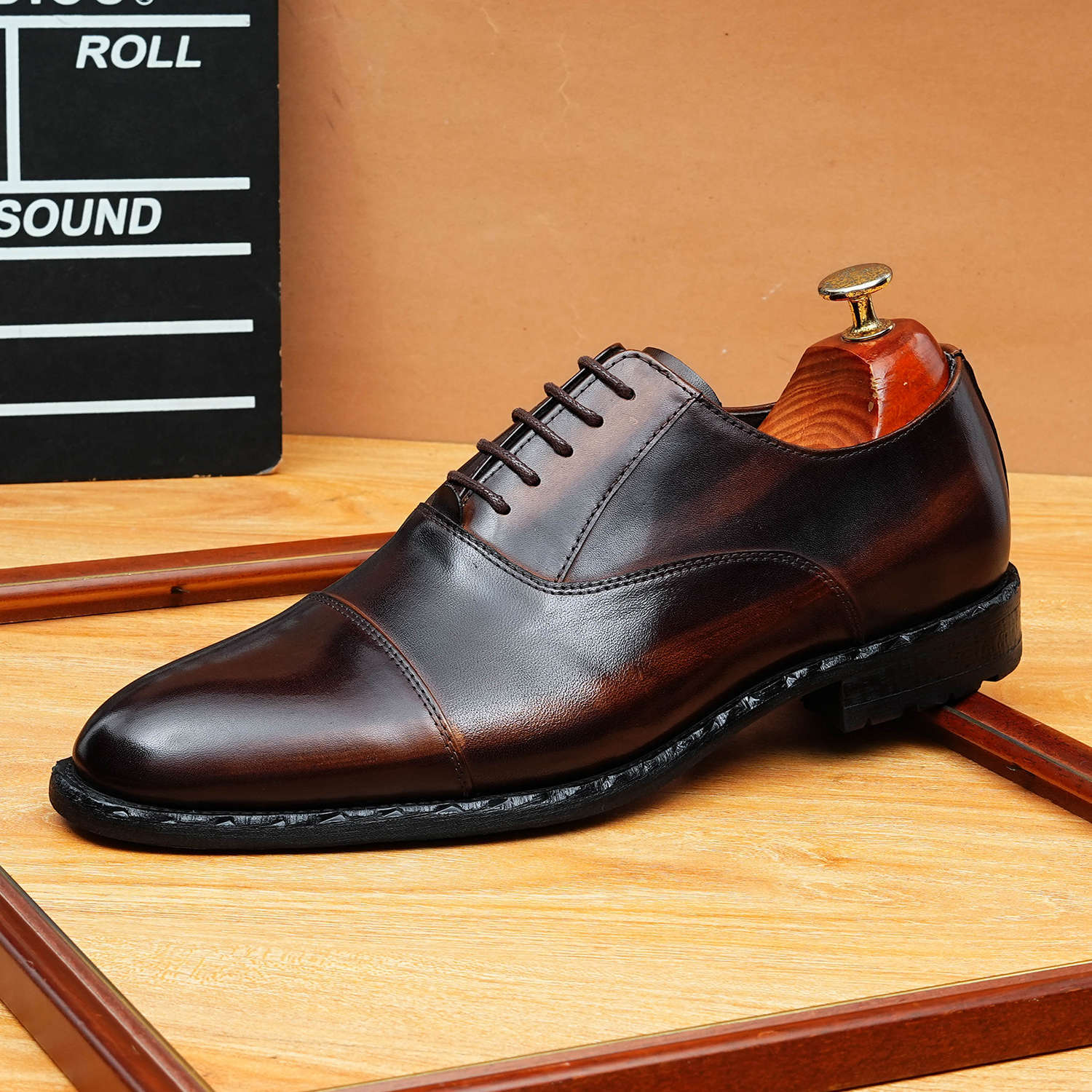 bomeishoes Fashion leather oxford shoes mens Lace-up dress shoes