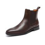 Pointed Plain Toe Leather Chelsea Boots for Men