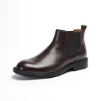 Men's Leather Plain Toe Elastic Gore Chelsea Dress Boots
