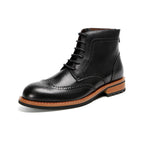 Wingtip Brogue Leather Derby Ankle Boots for Men