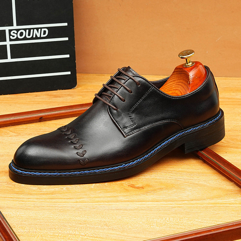 bomeishoes office casual shoes men's Lace-up Oxford dress shoes Dark Brown