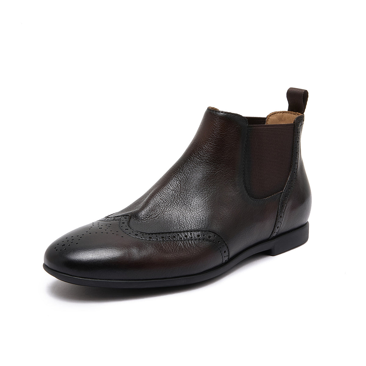 Wingtip Brogue Leather Chelsea Boots for Men