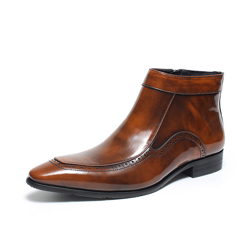 Genuine leather zipper leather boots for men Ankle boots