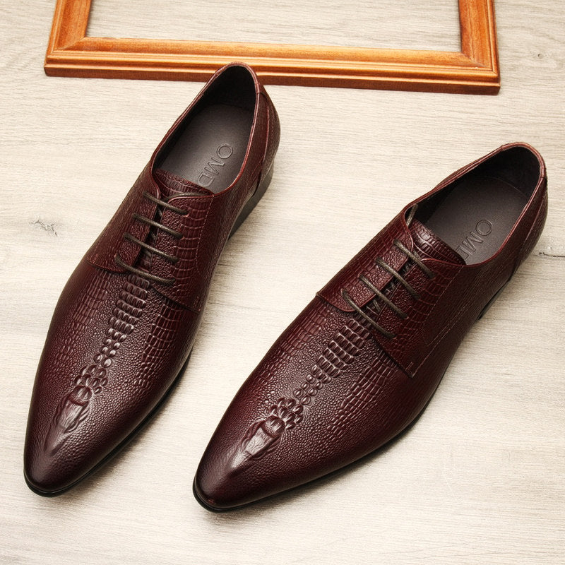 Men's Raised Crocodile Embossed Derby Dress Shoes