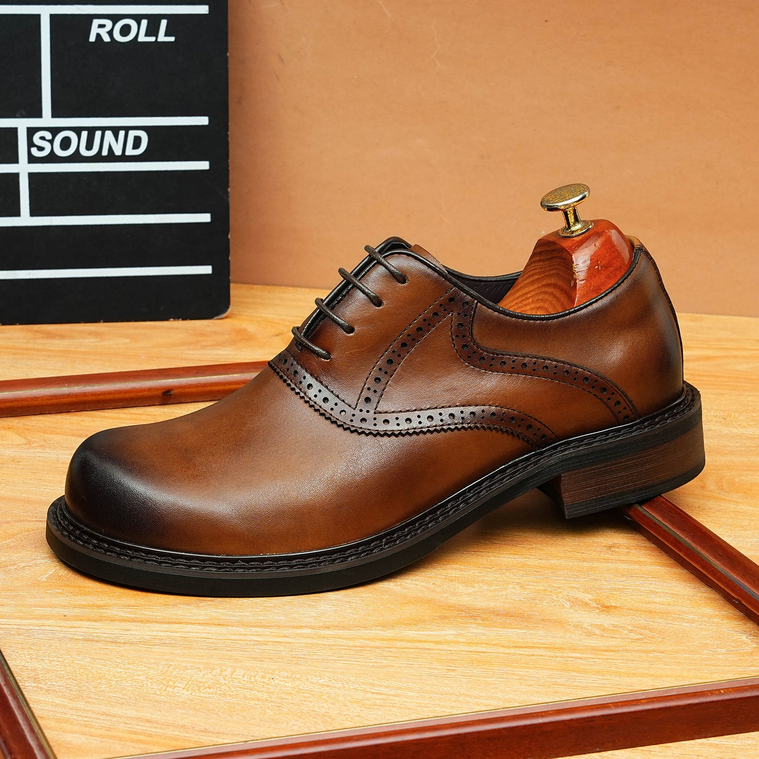 bomeishoes Round toe men's shoes oxfords style Lace-up Dress shoes