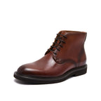 Plain Toe Leather Derby Ankle Boots for Men