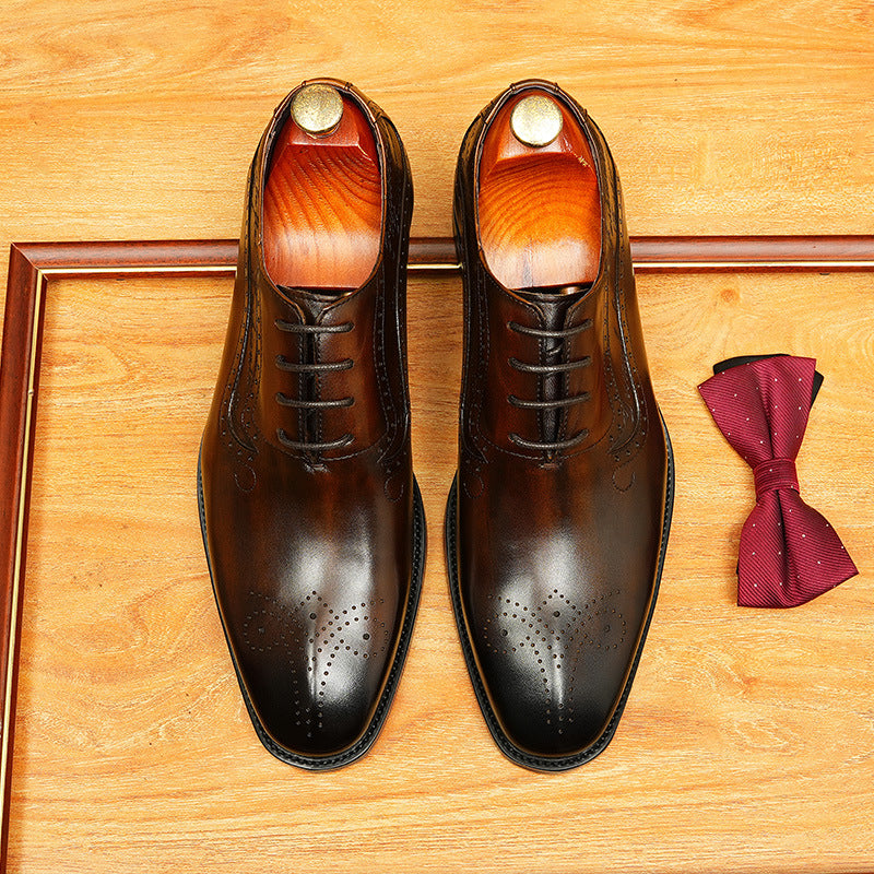 bomeishoes Fashion mens leather oxford shoes Lace-up dress shoes