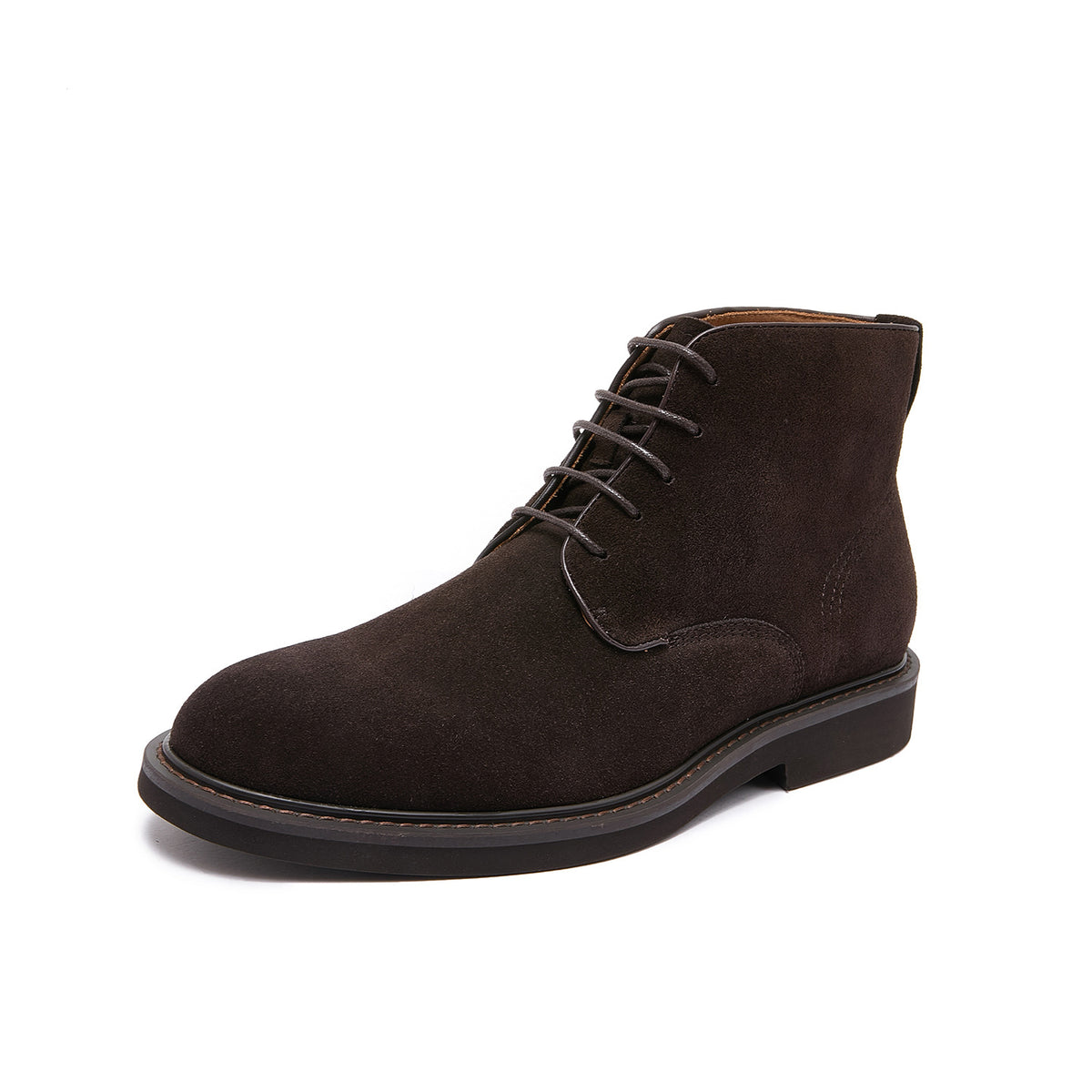 Men's Suede Plain Toe Stitched Welt Derby Ankle Boots
