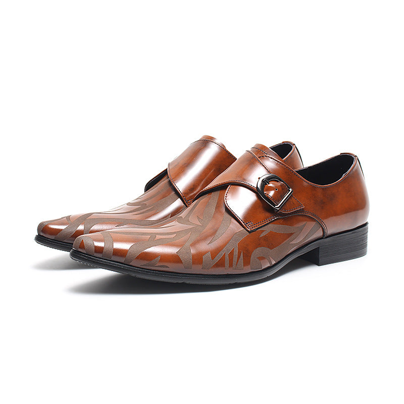 Genuine Leather Monk Strap Dress Shoes Men Business Casual