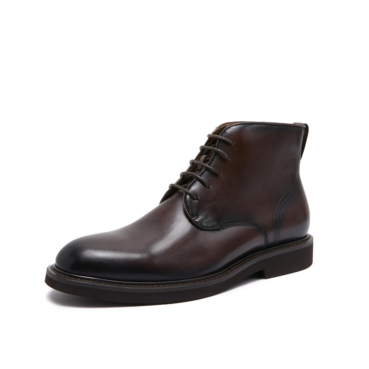 Plain Toe Leather Derby Ankle Boots for Men