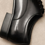 Sleek Men's Pointed Derby: Stylish Black - Tie Evening Dress Shoesyes