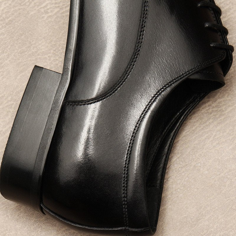 Sleek Men's Pointed Derby: Stylish Black - Tie Evening Dress Shoesyes