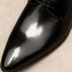 Sleek Men's Pointed Derby: Stylish Black - Tie Evening Dress Shoesyes