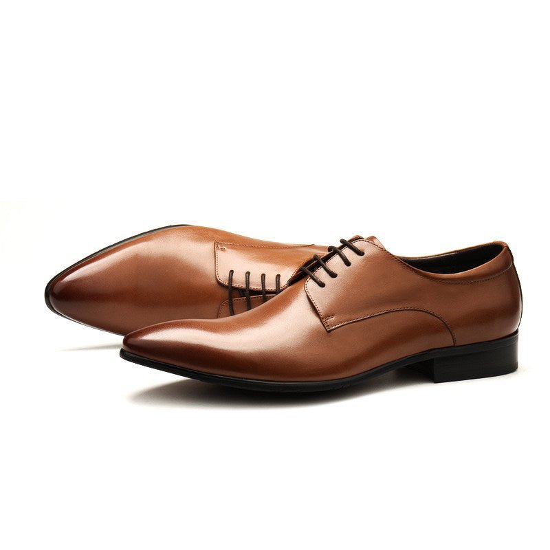 Sleek Men's Pointed Derby: Stylish Black - Tie Evening Dress Shoesyes