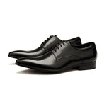 Sleek Men's Pointed Derby: Stylish Black - Tie Evening Dress Shoesyes
