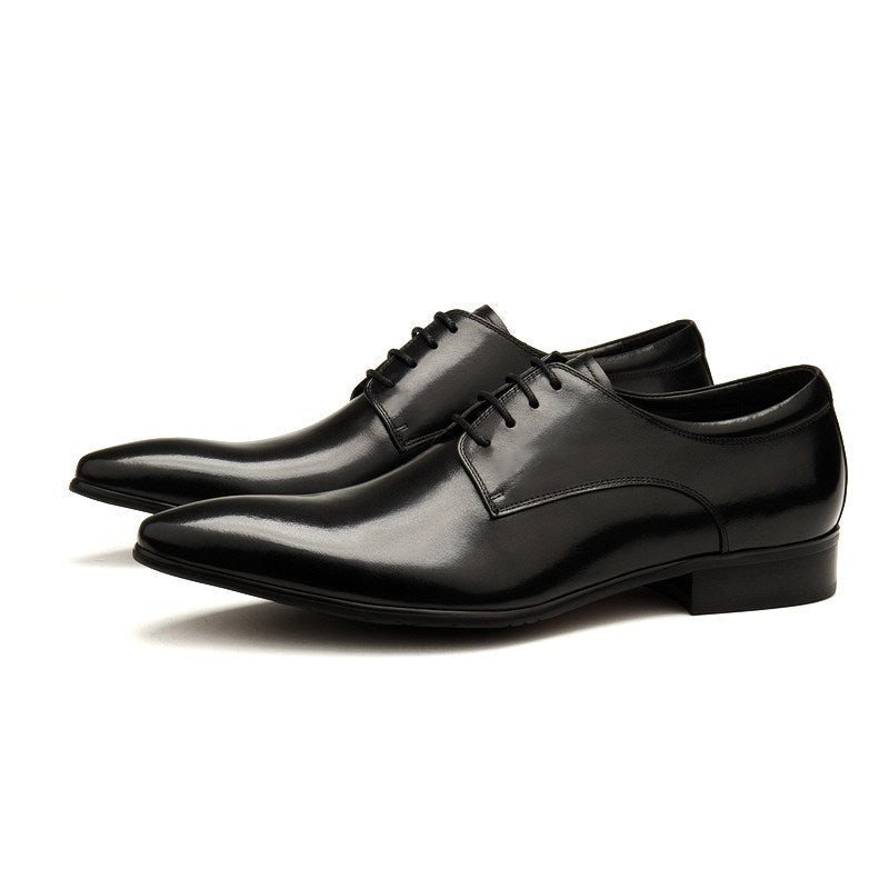 Sleek Men's Pointed Derby: Stylish Black - Tie Evening Dress Shoesyes