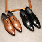 Sleek Men's Pointed Derby: Stylish Black - Tie Evening Dress Shoesyes