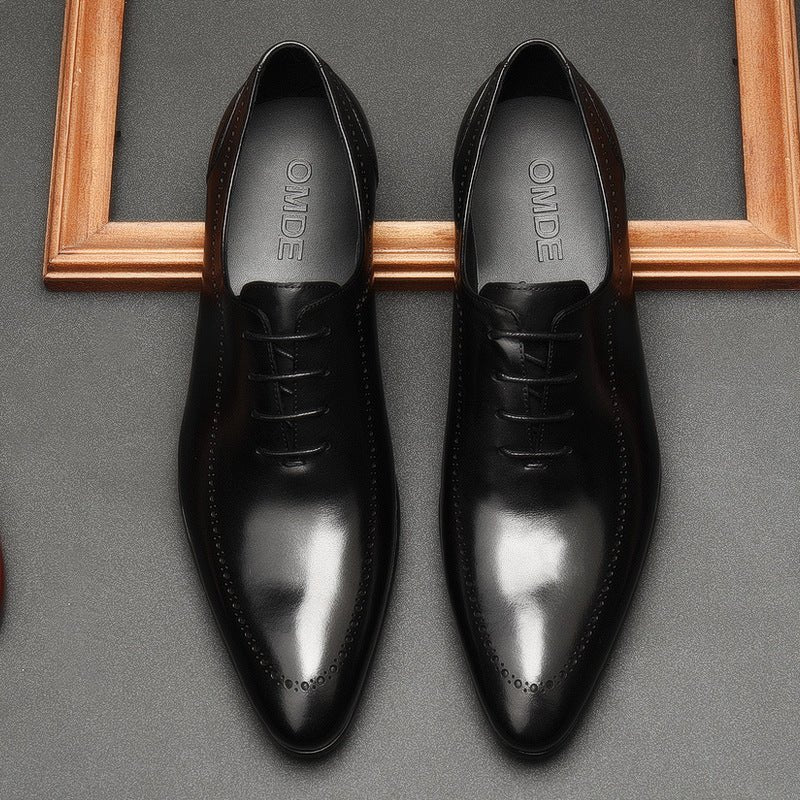 Sleek Pointed Dotted Oxfords Men's Executive Dress Shoesyes