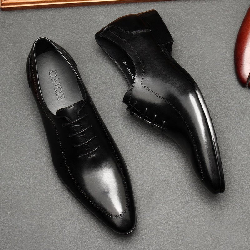 Sleek Pointed Dotted Oxfords Men's Executive Dress Shoesyes