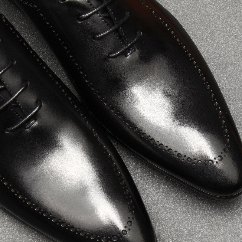 Sleek Pointed Dotted Oxfords Men's Executive Dress Shoesyes
