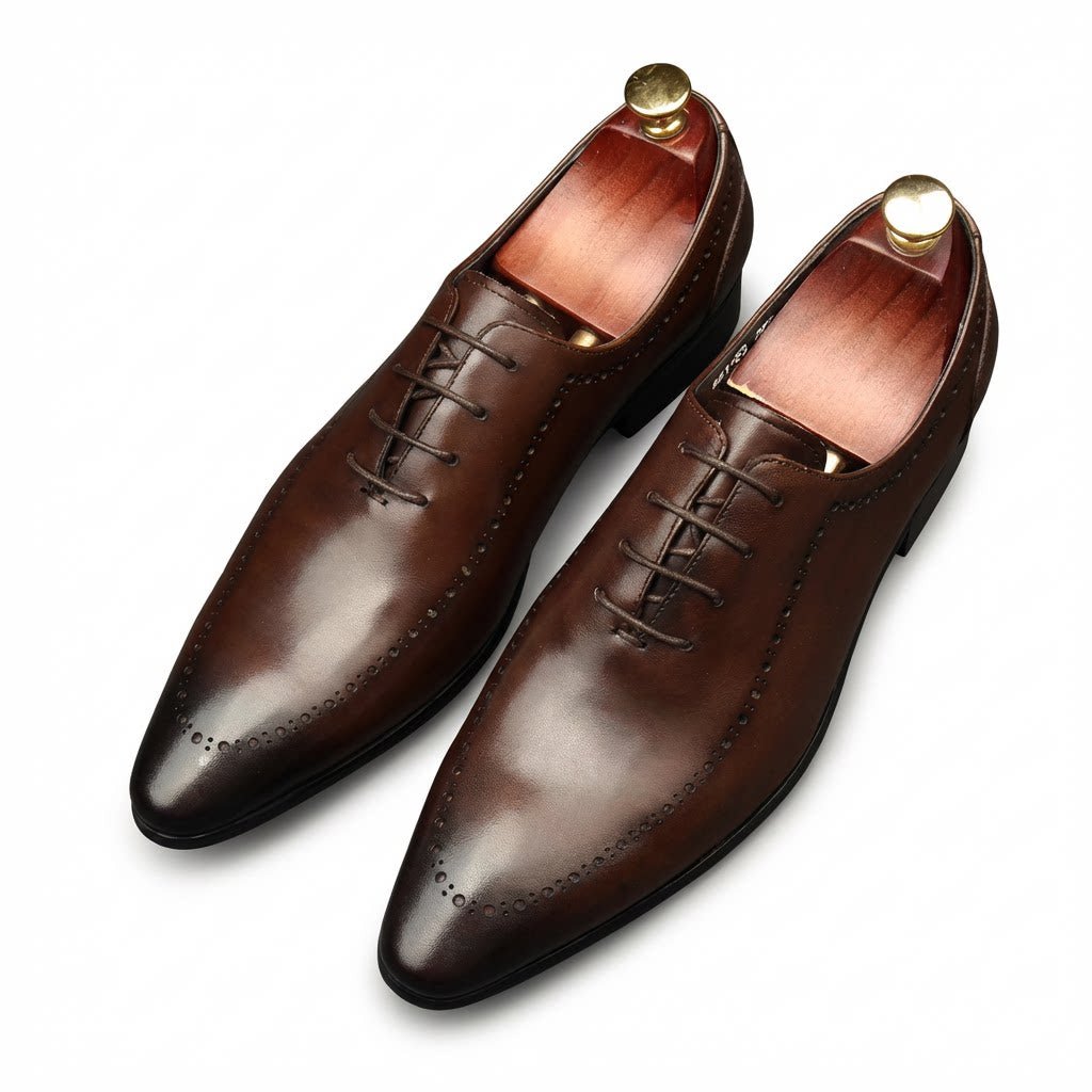 Sleek Pointed Dotted Oxfords Men's Executive Dress Shoesyes