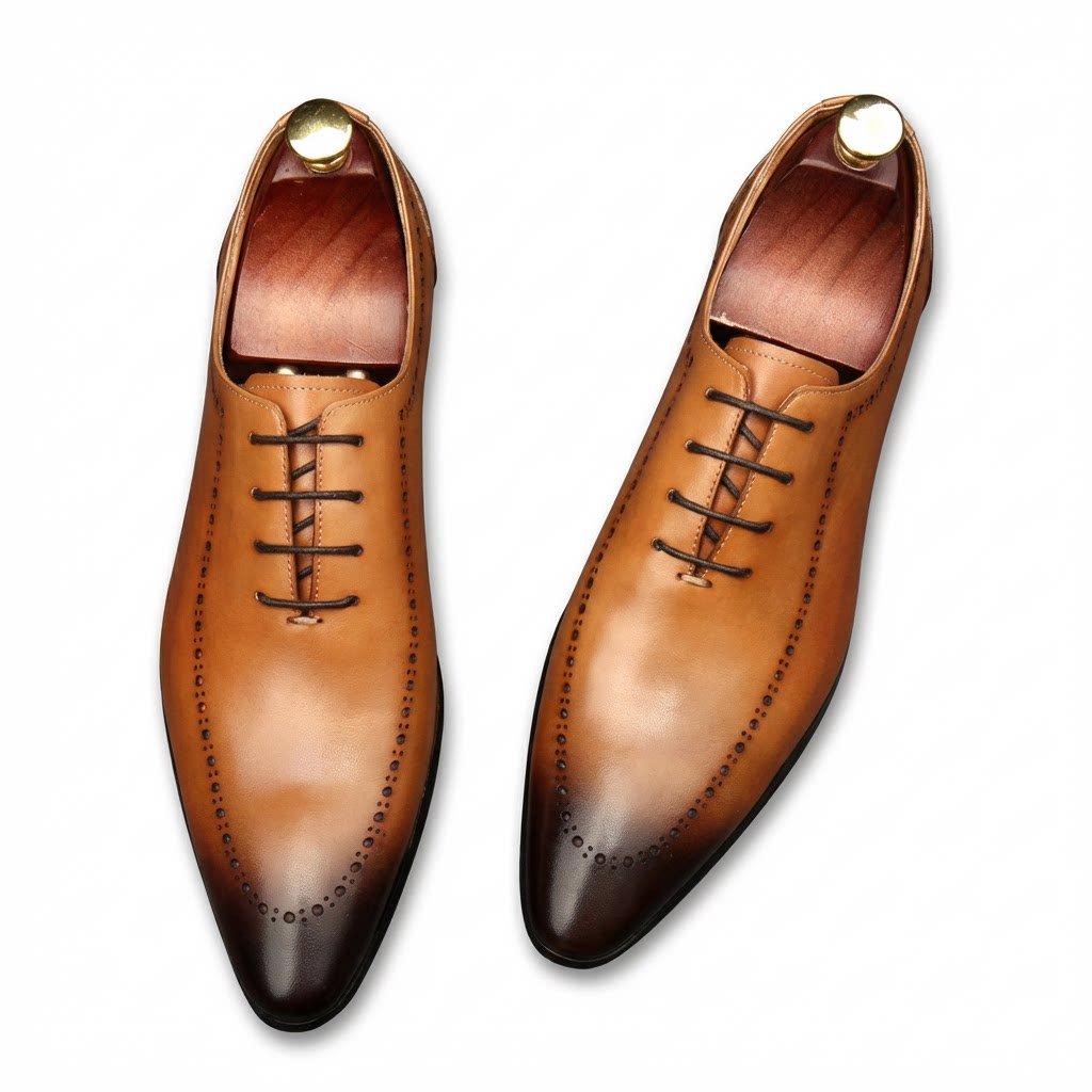 Sleek Pointed Dotted Oxfords Men's Executive Dress Shoesyes