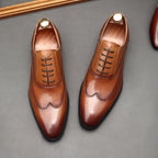 Sleek Wingtip Oxfords: Modern Fashion Wedding Men's Dress Shoesyes