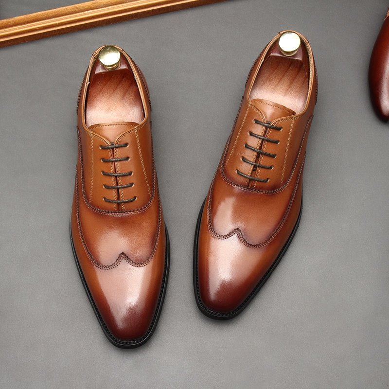Sleek Wingtip Oxfords: Modern Fashion Wedding Men's Dress Shoesyes