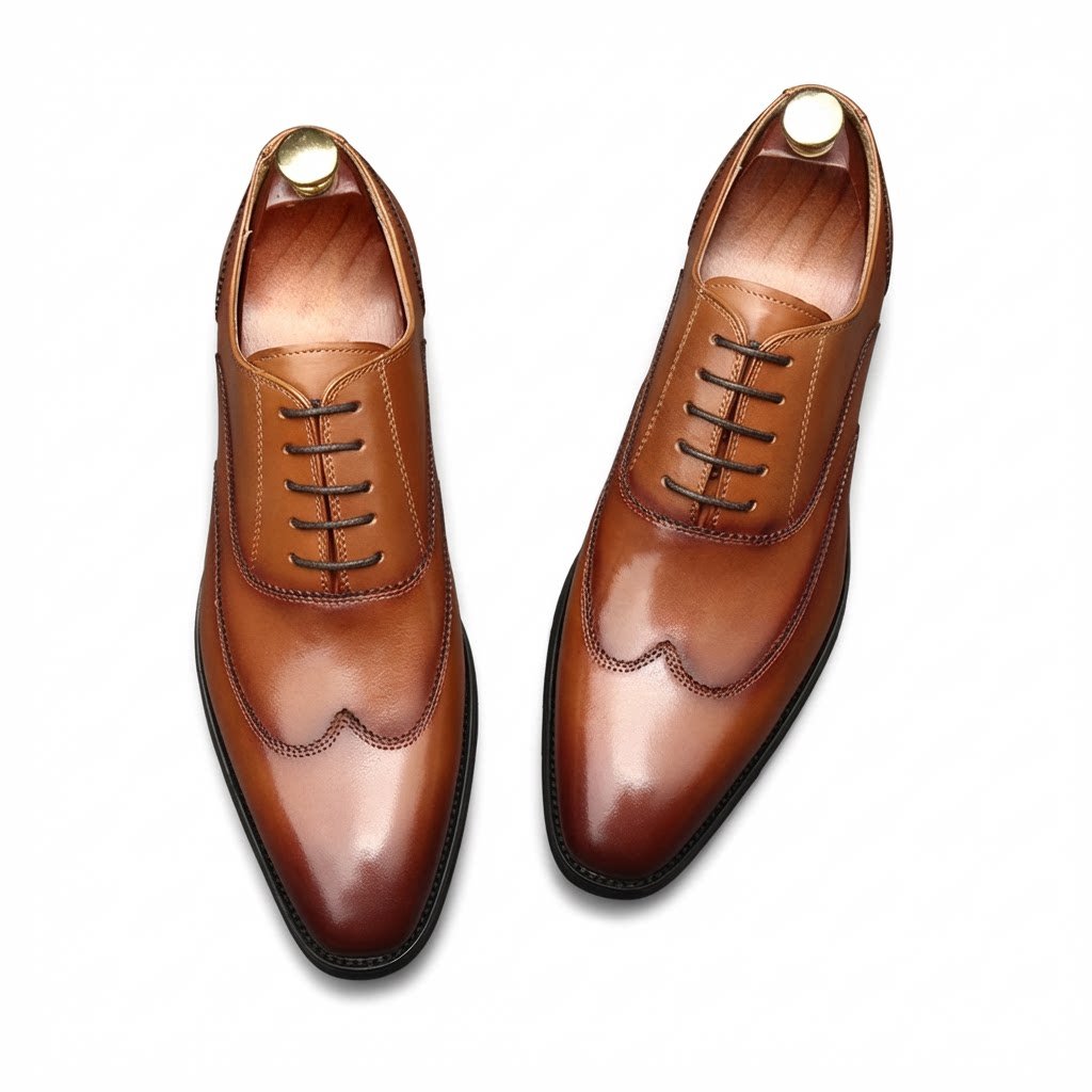 Sleek Wingtip Oxfords: Modern Fashion Wedding Men's Dress Shoesyes