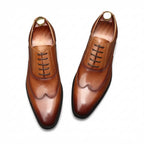 Sleek Wingtip Oxfords: Modern Fashion Wedding Men's Dress Shoesyes