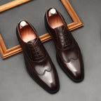 Sleek Wingtip Oxfords: Modern Fashion Wedding Men's Dress Shoesyes