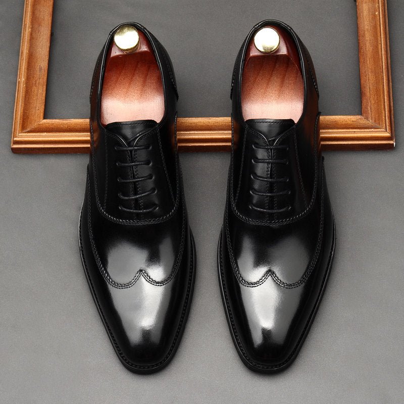 Sleek Wingtip Oxfords: Modern Fashion Wedding Men's Dress Shoesyes