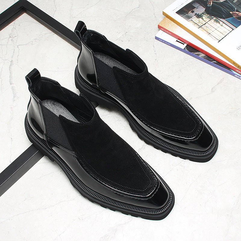 slip on chelsea boots men fashion thick - soled Chelsea boots
