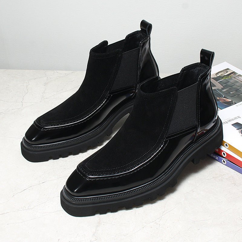 Men's Midnight Black Genuine Leather Chelsea Boots with Modern Thick Foam Sole