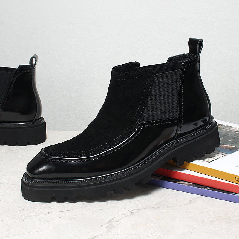 slip on chelsea boots men fashion thick - soled Chelsea boots