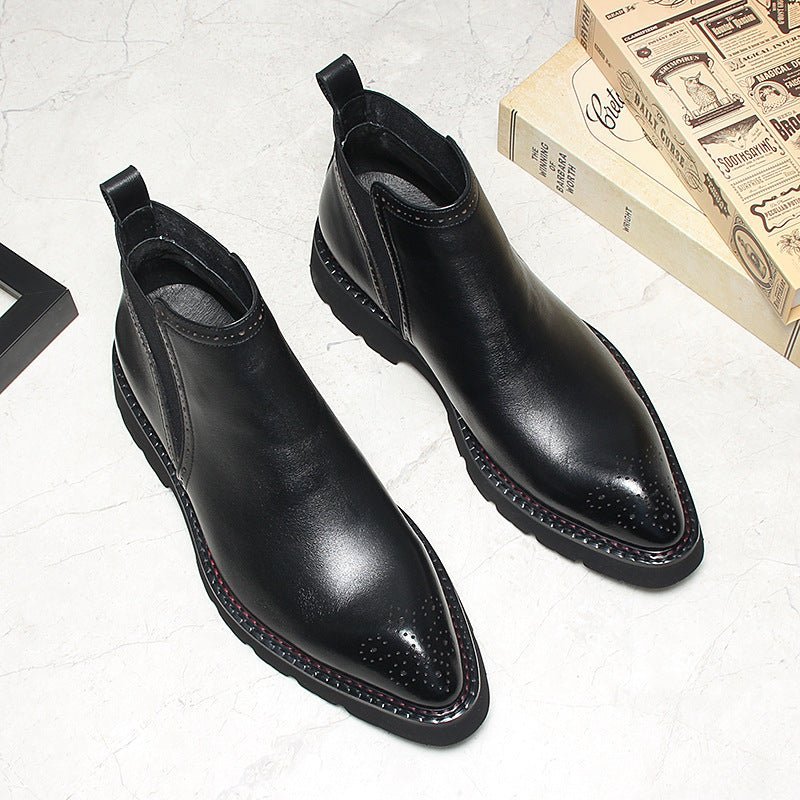 slip on mens business boots fashion Genuine leather Chelsea bootsyes