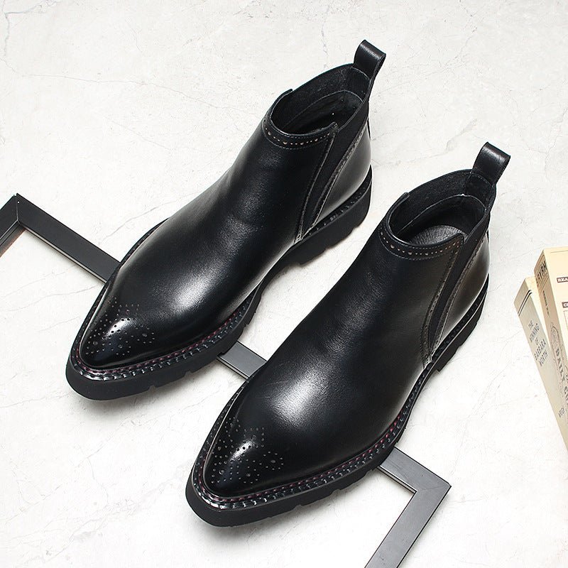 slip on mens business boots fashion Genuine leather Chelsea bootsyes