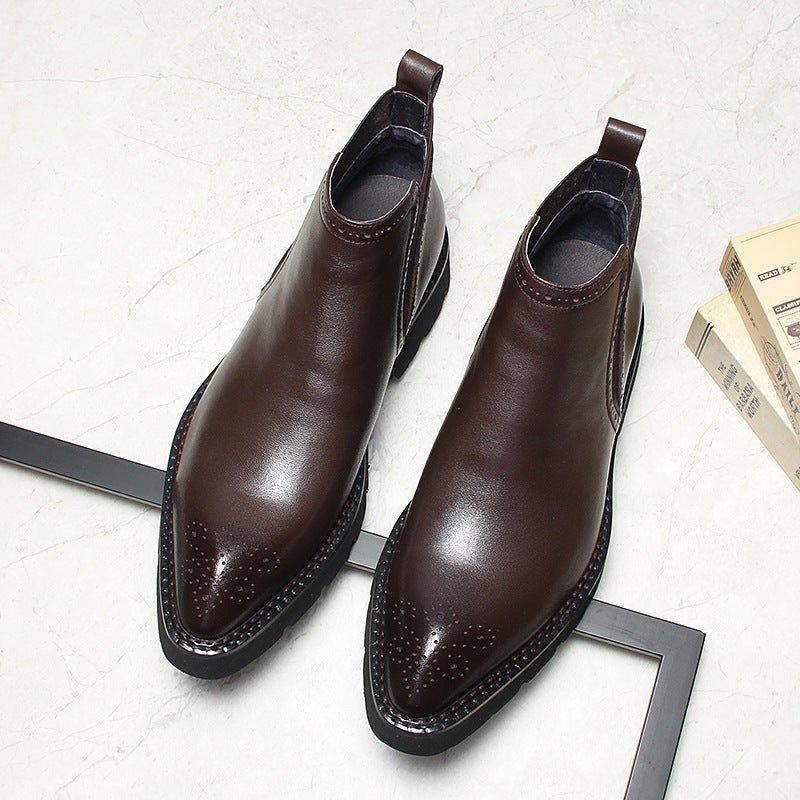 slip on mens business boots fashion Genuine leather Chelsea bootsyes