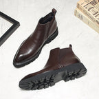 slip on mens business boots fashion Genuine leather Chelsea bootsyes