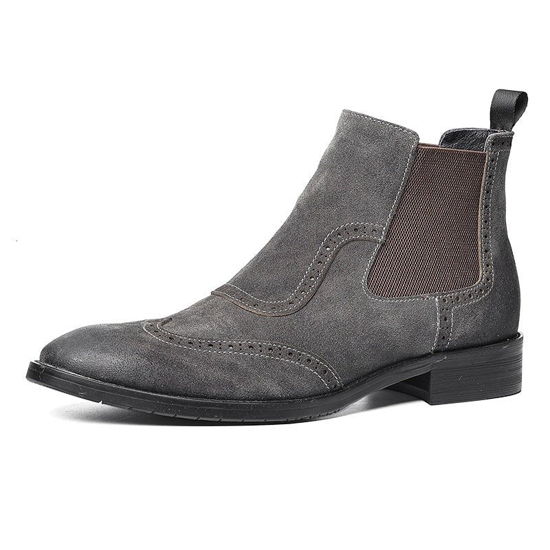 Sophisticated Grey Leather Ankle Boots for Modern Professional Men